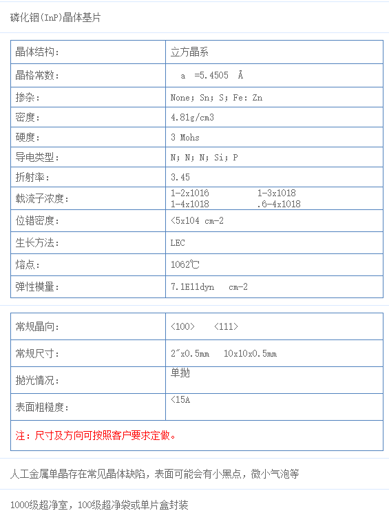 磷化銦(InP) 單晶