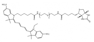 熒光染料Cy5-PEG-Biotin/聚乙二醇-生物素，分子量PEG:1000的參數及結構式