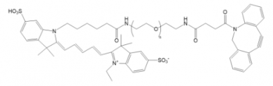 熒光染料Cy5-PEG-DBCO/聚乙二醇-二苯基環辛炔，激發發射波長Ex/Em(nm) 655/678