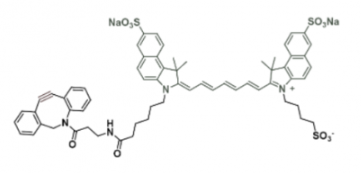 水溶性吲哚菁綠熒光染料disulfo-ICG DBCO/二苯基環(huán)辛炔，激發(fā)發(fā)射波長(zhǎng)Ex/Em(nm) 751/830
