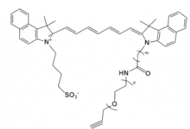 吲哚菁綠-聚乙二醇-炔基，ICG-PEG-alkyne/炔烴，溶于alcohols, DMSO, DMF等