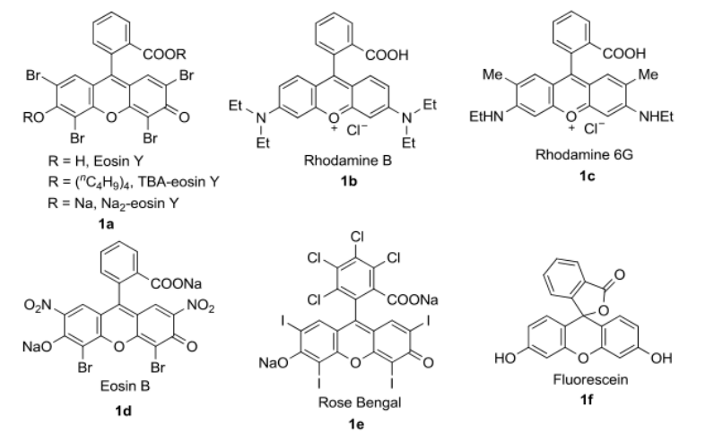 齊岳生物提供五種常見氧雜蒽類有機染料Rose Bengal、Rhodamine 6G、Eosin B、Rose Bengal、Fluorescein