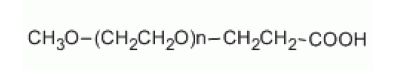 MPEG-COOH是一種羧酸（-COOH）功能化聚乙二醇衍生物，可用于修飾蛋白質、肽、顆粒和其他具有游離酸基團的材料