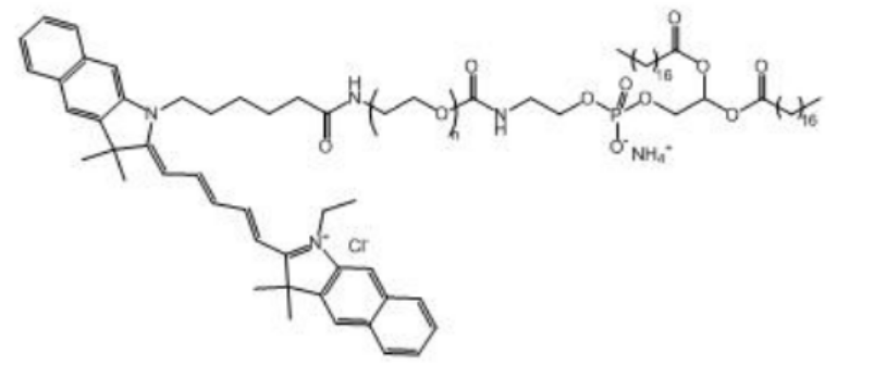 DSPE-PEG2K-CY5.5 磷脂化聚乙二醇 CY5.5-PEG-DSPE  激發波長：655nm  發射波長：678nm